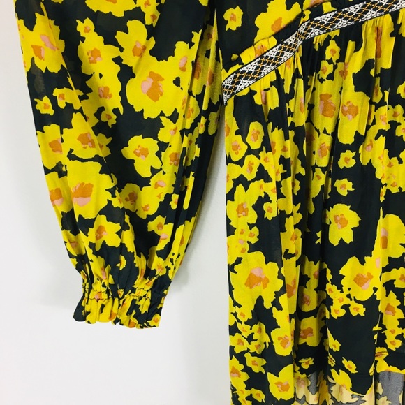 Free People Yellow Floral Tunic Dress Sz S NWT - Picture 9 of 13